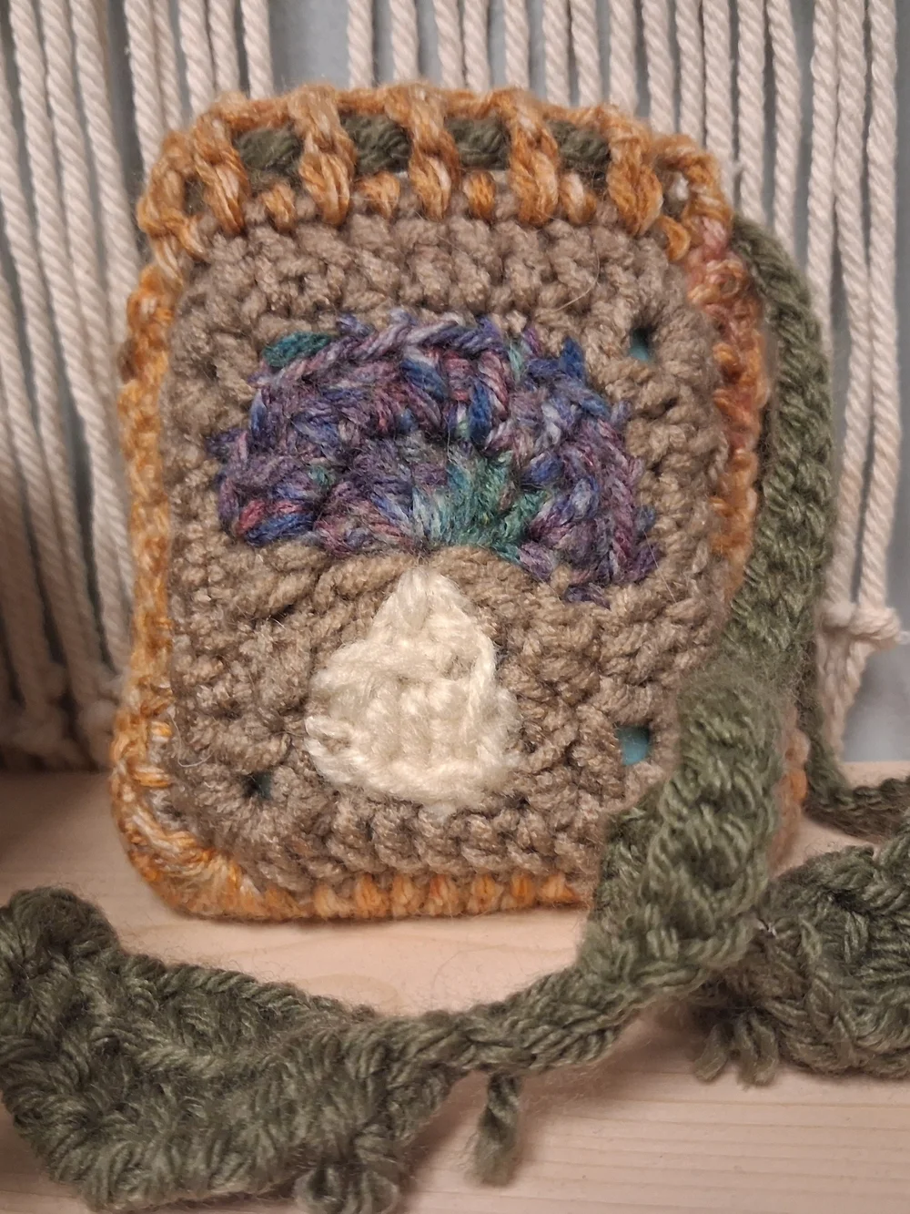 Crochet Mushroom Drawstring Pouch | Mini Earbud Bag | Handmade Cottagecore